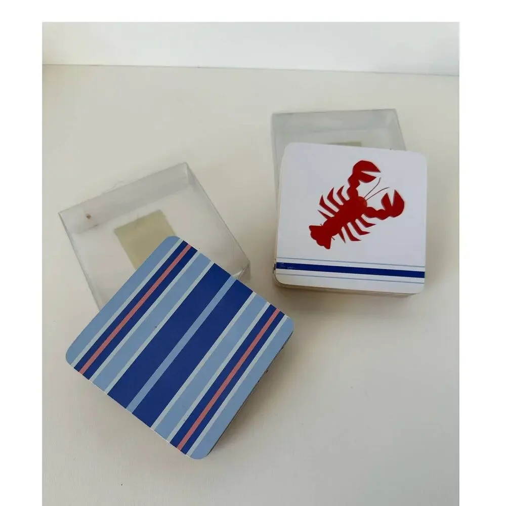 Coasters, lobster and striped blue red, 4